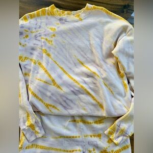 SPRWMN Yellow & Purple Tie-Dye Jogger Set, sz. Small